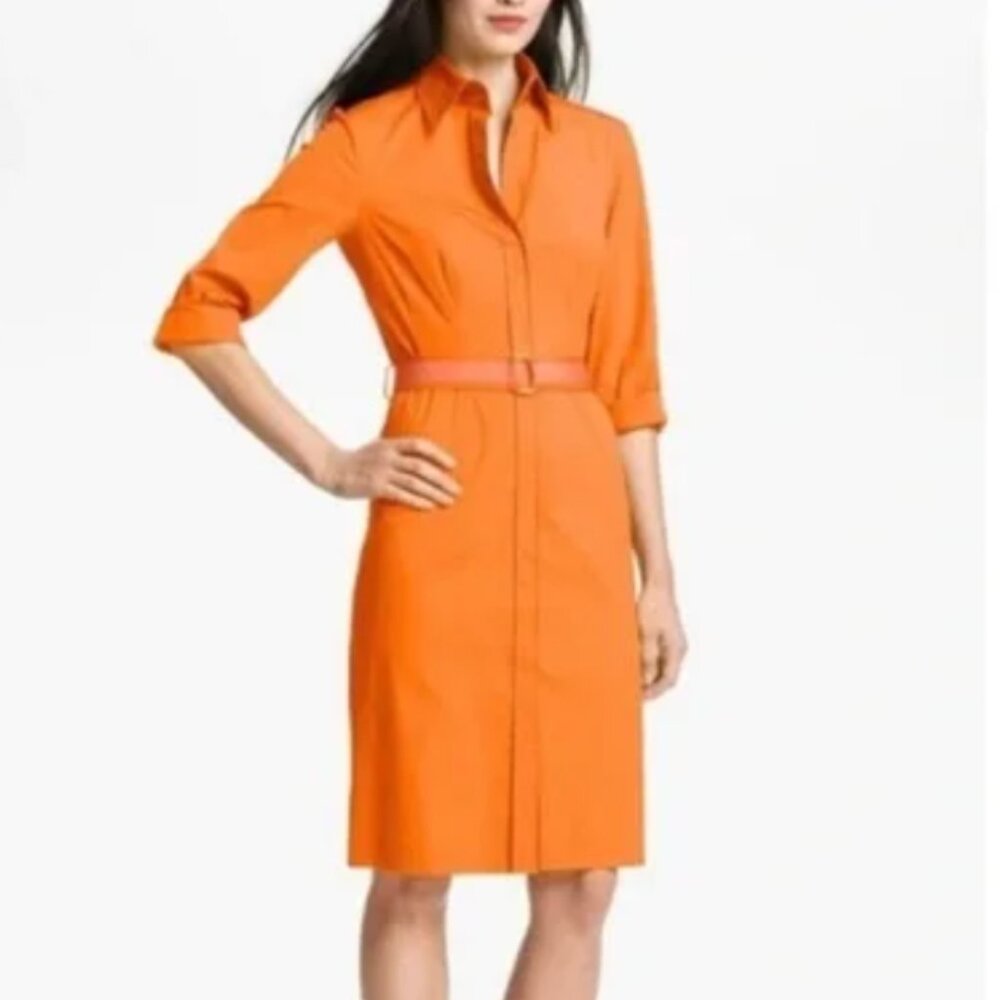 Hugo Boss Belted Orange Shirt Dress